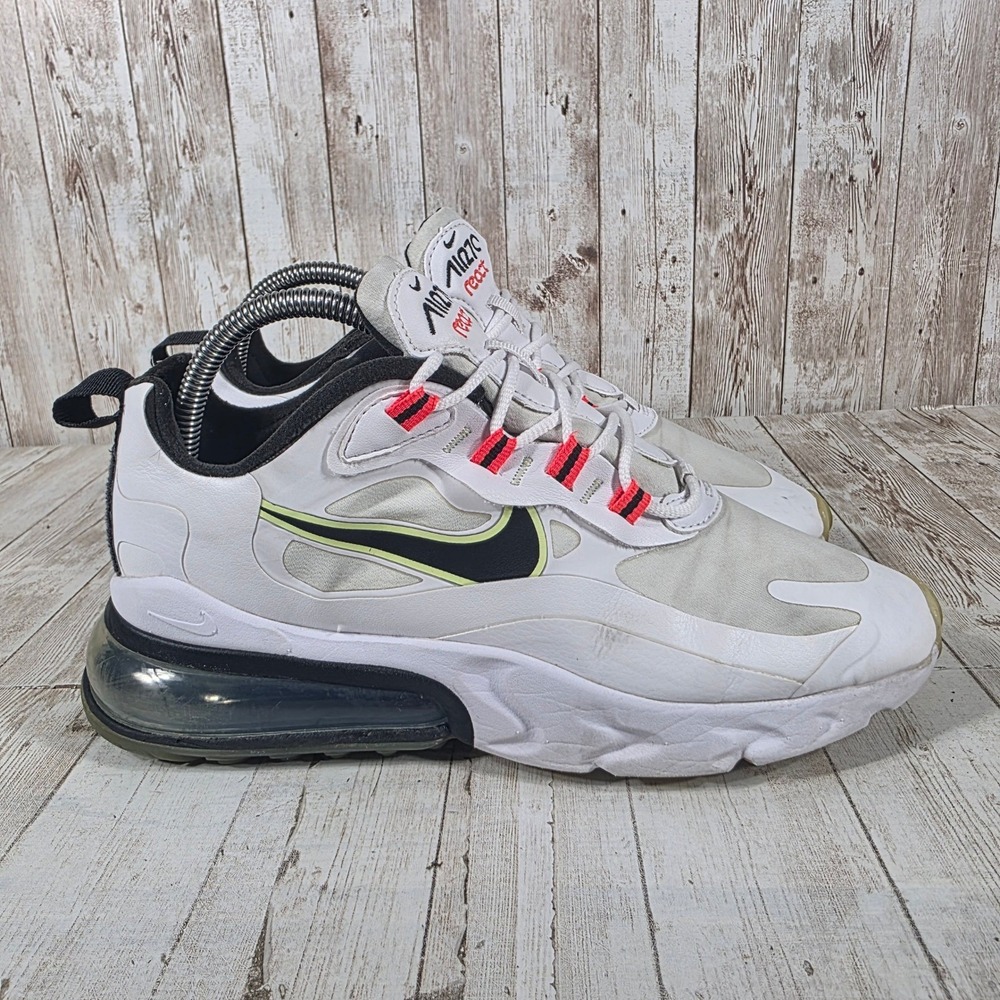 Nike Air Max 270 React Womens White Black Red Neon Sneakers CZ6685-100 Size 8